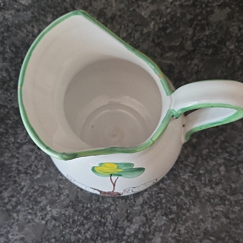 Hand Painted Italian Pottery Sheep Design Ceramic Pitcher - Picture 4 of 11